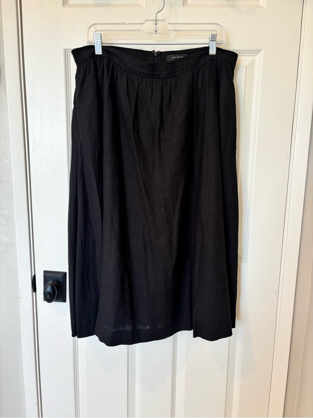 Ann Taylor Black Midi Skirt with Soft Gather